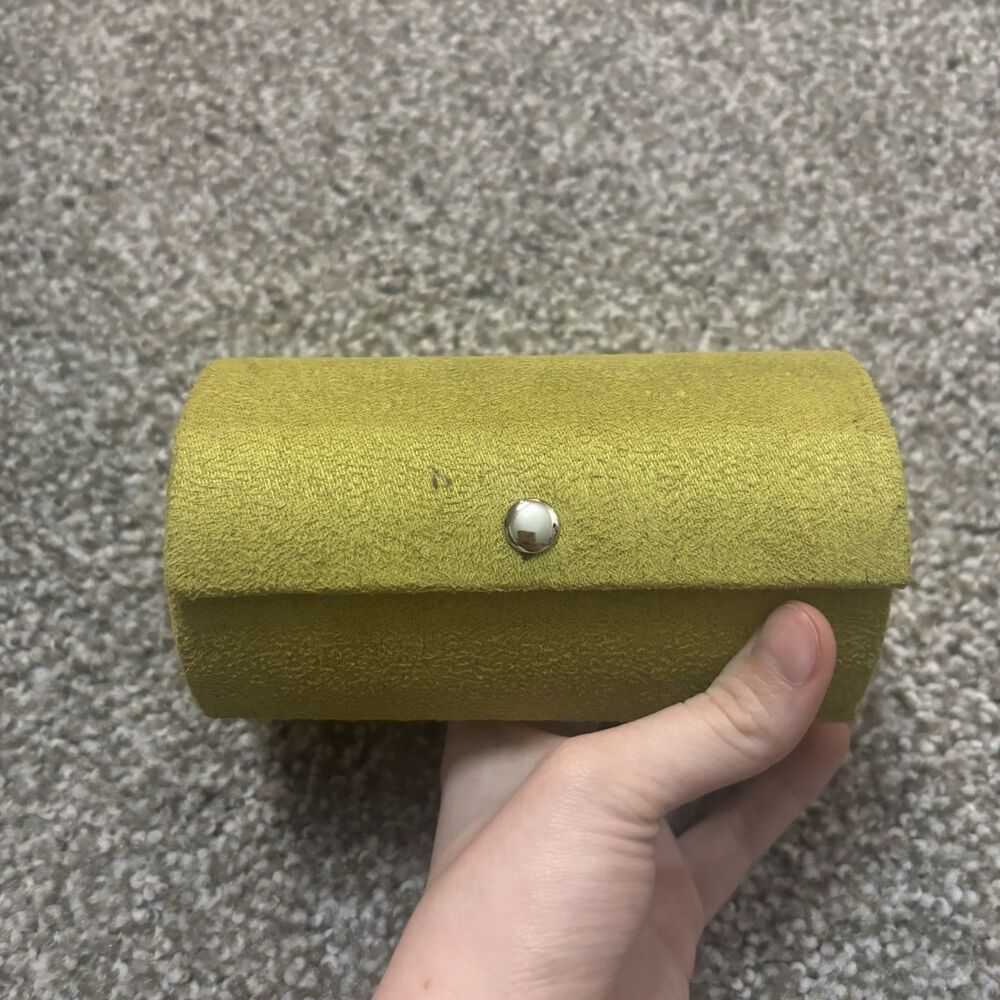 Green Travel Jewelry Organizer Roll Up Case Compact Storage